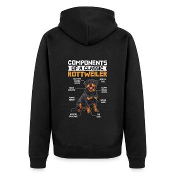 Rottweiler Besitzer COMPONENTS OF A CLASSIC ROTTIE - Unisex Premium Bio Zip Hoodie - Schwarz - Hinten - Nico (187cm)
