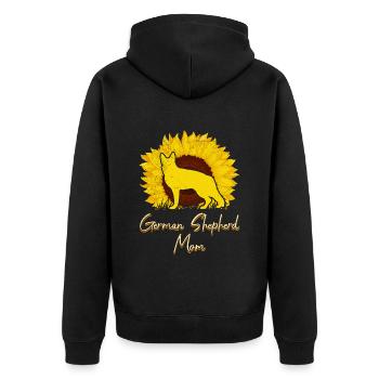 German Shepherd MOM Deutscher Schäferhund - Unisex Premium Bio Zip Hoodie - Schwarz - Hinten - Nico (187cm)