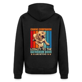 Labrador PERSONAL COMPANION to the bathroom - Unisex Premium Organic Zip Hoodie - black - Back - Nico (187cm)