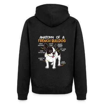 Anatomie Bouledogue Français Propriétaire Drôle - Veste à capuche bio Premium Unisexe - noir - Dos - Nico (187cm)
