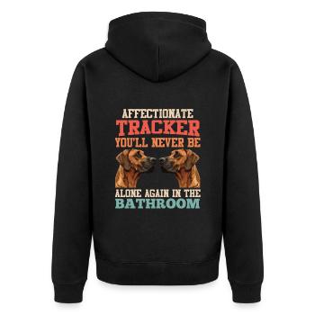 Rhodesian Ridgeback Owner AFFECTIONATE TRACKER - Unisex Premium Organic Zip Hoodie - black - Back - Nico (187cm)