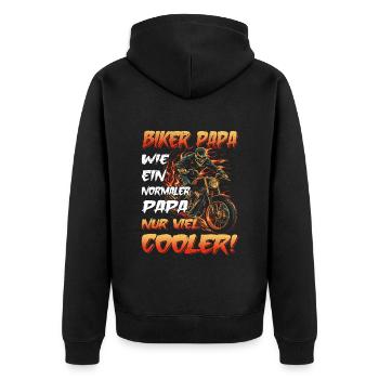Biker Papa - Motorradfahrer - Biker - Unisex Premium Bio Zip Hoodie - Schwarz - Hinten - Nico (187cm)