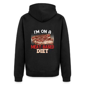 Meat Lovers I'm on a MEAT-BASED DIET - Unisex Premium Organic Zip Hoodie - black - Back - Nico (187cm)