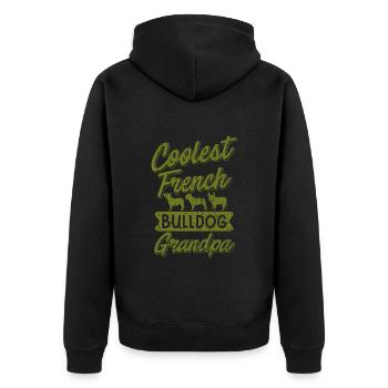 Französische Bulldogge COOLEST FRENCH BULLDOG - Unisex Premium Bio Zip Hoodie - Schwarz - Hinten - Nico (187cm)