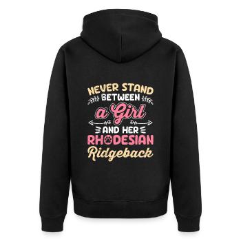 Ridgeback NE VOUS TENEZ JAMAIS ENTRE UNE FILLE ET ELLE - Veste à capuche bio Premium Unisexe - noir - Dos - Nico (187cm)