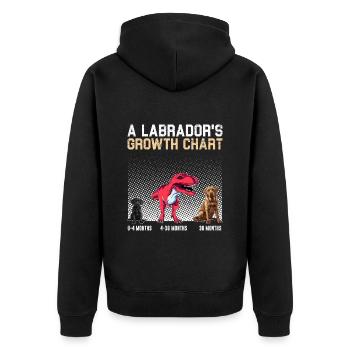 Labrador WACHSTUMSTABELLE Labrador Herrchen Lustig - Unisex Premium Bio Zip Hoodie - Schwarz - Hinten - Nico (187cm)