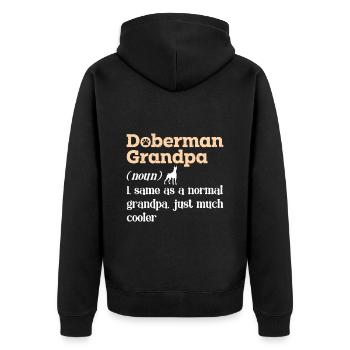 DOBERMAN GRANDPA Hundebesitzer Dobie Doberman - Unisex Premium Bio Zip Hoodie - Schwarz - Hinten - Nico (187cm)