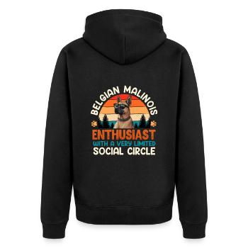 BELGIAN MALINOIS ENTHUSIAST Owner Belgian - Unisex Premium Organic Zip Hoodie - black - Back - Nico (187cm)