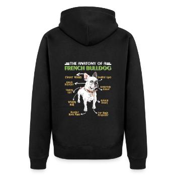 Frenchie ANATOMIE D'UN BOULEDOGUE FRANÇAIS Drôle - Veste à capuche bio Premium Unisexe - noir - Dos - Nico (187cm)