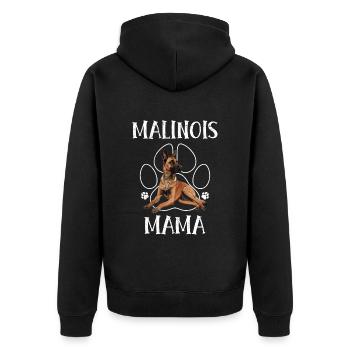 MALINOIS MAMA Hundebesitzerin Belgischer - Unisex Premium Bio Zip Hoodie - Schwarz - Hinten - Nico (187cm)