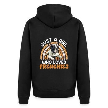 Bouledogue français juste une fille qui aime le français - Veste à capuche bio Premium Unisexe - noir - Dos - Nico (187cm)