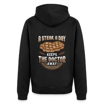 Fleisch Fan Un steak par jour éloigne le médecin - Veste à capuche bio Premium Unisexe - noir - Dos - Nico (187cm)