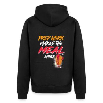 Grillmeister PREP WORK MAKES THE MEAL WORK - Unisex Premium Bio Zip Hoodie - Schwarz - Hinten - Nico (187cm)