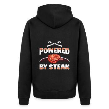 Meat Lovers Powered by Steak Fleisch Fan - Unisex Premium Organic Zip Hoodie - black - Back - Nico (187cm)