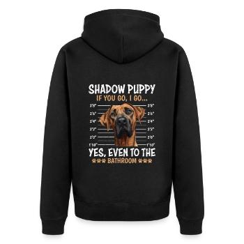Ridgeback SHADOW PUPPY IF YOU GO I GO Funny - Unisex Premium Organic Zip Hoodie - black - Back - Nico (187cm)