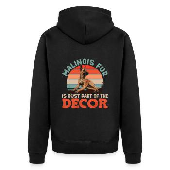 MALINOIS HAARE SIND TEIL DES HAUSES Belgischer - Unisex Premium Bio Zip Hoodie - Schwarz - Hinten - Nico (187cm)