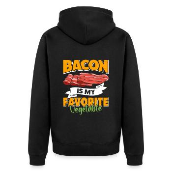 Anti Vegan LE BACON EST MON LÉGUME PRÉFÉRÉ Drôle - Veste à capuche bio Premium Unisexe - noir - Dos - Nico (187cm)