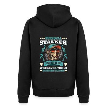 Labrador Besitzer PERSÖNLICHER STALKER Lustig - Unisex Premium Bio Zip Hoodie - Schwarz - Hinten - Nico (187cm)