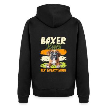 BOXER KISSES FIX EVERYTHING Boxer allemand - Veste à capuche bio Premium Unisexe - noir - Dos - Nico (187cm)