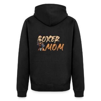 BOXER MOM Dog Owner German Boxer - Unisex Premium Organic Zip Hoodie - black - Back - Nico (187cm)