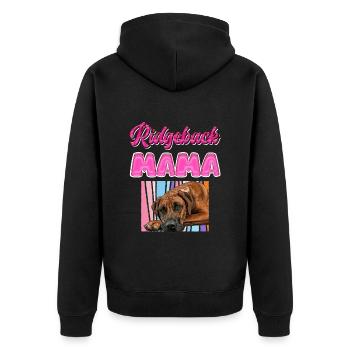 RIDGEBACK MAMA Rhodesian Ridgeback Dog Mom - Unisex Premium Organic Zip Hoodie - black - Back - Nico (187cm)