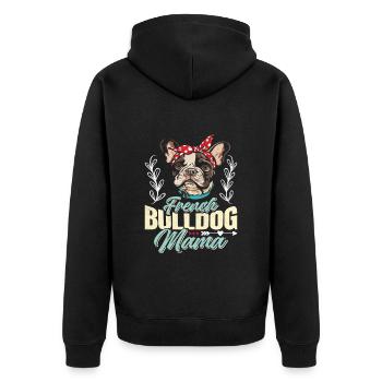 Dog Mom FRENCH BULLDOG MOM Dog Owner - Unisex Premium Organic Zip Hoodie - black - Back - Nico (187cm)
