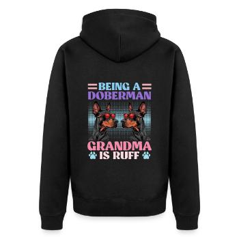 Doberman ÊTRE UNE GRAND-MÈRE DOBERMAN, C’EST RUFF - Veste à capuche bio Premium Unisexe - noir - Dos - Nico (187cm)