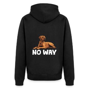 Rhodesian Ridgeback NULL BOCK Hundebitzer Lustiges - Unisex Premium Bio Zip Hoodie - Schwarz - Hinten - Nico (187cm)