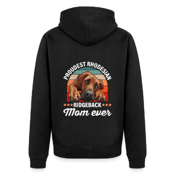 Ridgeback PROUDEST RHODESIAN RIDGEBACK MOM EVER - Unisex Premium Organic Zip Hoodie - black - Back - Nico (187cm)