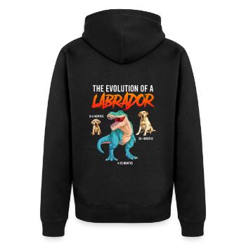Labrador Fan L’ÉVOLUTION D’UN LABRADOR Dino - Veste à capuche bio Premium Unisexe - noir - Dos - Nico (187cm)