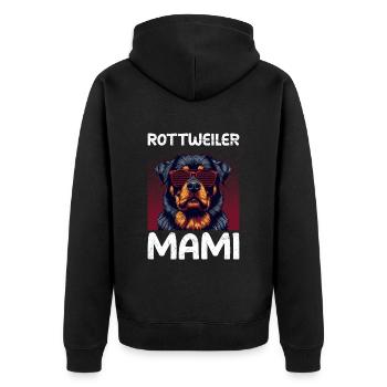 ROTTWEILER MAMI Rottie Besitzer Rottweiler Freund - Unisex Premium Bio Zip Hoodie - Schwarz - Hinten - Nico (187cm)