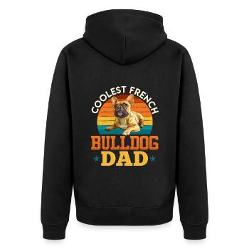 Französische Bulldogge Coolest French Bulldog - Unisex Premium Bio Zip Hoodie - Schwarz - Hinten - Nico (187cm)