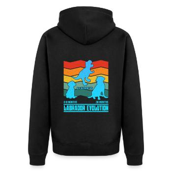 Labrador Besitzer LABRADOR EVOLUTION Lustiges - Unisex Premium Bio Zip Hoodie - Schwarz - Hinten - Nico (187cm)