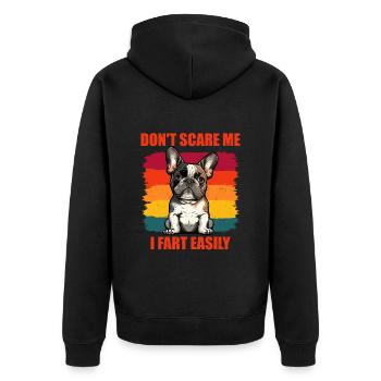 Funny Frenchie Don’t Scare Me I Fet Easily - Veste à capuche bio Premium Unisexe - noir - Dos - Nico (187cm)