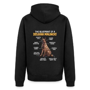 Belgischer Schäferhund BLUEPRINT OF A BEGLIAN - Unisex Premium Bio Zip Hoodie - Schwarz - Hinten - Nico (187cm)