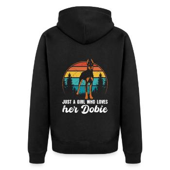 Doberman JUSTE UNE FILLE QUI AIME SON DOBIE - Veste à capuche bio Premium Unisexe - noir - Dos - Nico (187cm)