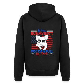 Grilling IF YOU RUB MY BUTT YOU CAN PULL MY PORK - Unisex Premium Organic Zip Hoodie - black - Back - Nico (187cm)