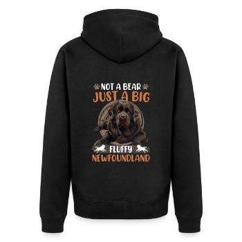 Neufundländer Hund KEIN BÄR NUR EIN GROßER - Unisex Premium Bio Zip Hoodie - Schwarz - Hinten - Nico (187cm)