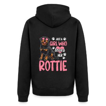 Rottie JUSTE UNE FILLE QUI AIME ROTTWEILER propriétaire - Veste à capuche bio Premium Unisexe - noir - Dos - Nico (187cm)