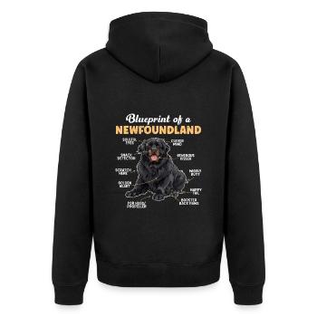 Newfie Dog BLUEPRINT OF A NEWFOUNDLAND Funny - Unisex Premium Organic Zip Hoodie - black - Back - Nico (187cm)