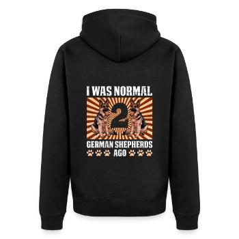 Schäferhund Besitzer Was Normal 2 German Shepherds - Unisex Premium Bio Zip Hoodie - Schwarz - Hinten - Nico (187cm)
