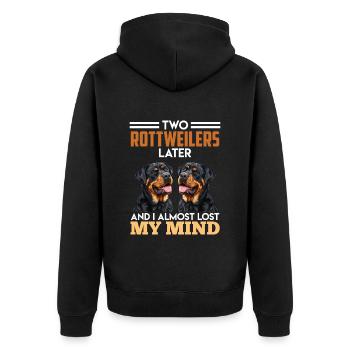 Propriétaire de Rottie DEUX ROTTWEILERS PLUS TARD Drôle - Veste à capuche bio Premium Unisexe - noir - Dos - Nico (187cm)