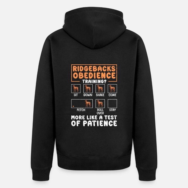 RIDGEBACK'S OBEDIENCE TRAINING Fun - Unisex Premium Organic Zip Hoodie - black