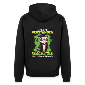 Abschlussklasse Schulabschluss Realschule - Unisex Premium Bio Zip Hoodie - Schwarz - Hinten - Nico (187cm)