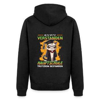 Abschlussklasse | Quali | Hauptschule gerockt - Unisex Premium Bio Zip Hoodie - Schwarz - Hinten - Nico (187cm)