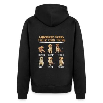 Labradore Machen ihr Eigenes Ding Lustiges - Unisex Premium Bio Zip Hoodie - Schwarz - Hinten - Nico (187cm)