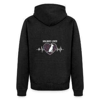 MALINOIS LOVER Belgian Shepherd Malinois - Unisex Premium Organic Zip Hoodie - black - Back - Nico (187cm)