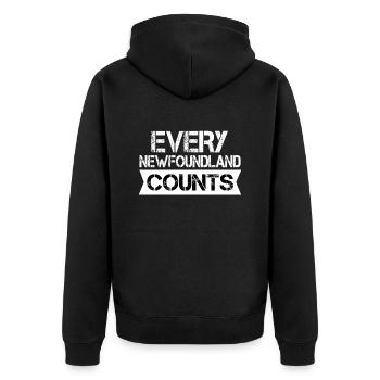 Neufundländer EVERY NEWFOUNDLAND COUNTS Newfie - Unisex Premium Bio Zip Hoodie - Schwarz - Hinten - Nico (187cm)