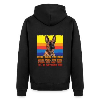 Malinois CHAQUE SNACK QUE VOUS PRÉPAREZ BELGE - Veste à capuche bio Premium Unisexe - noir - Dos - Nico (187cm)