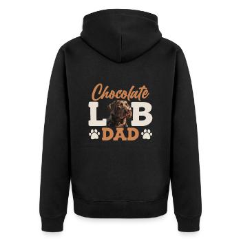 Labrador Besitzer CHOCOLATE LAB DAD Labrador Hund - Unisex Premium Bio Zip Hoodie - Schwarz - Hinten - Nico (187cm)